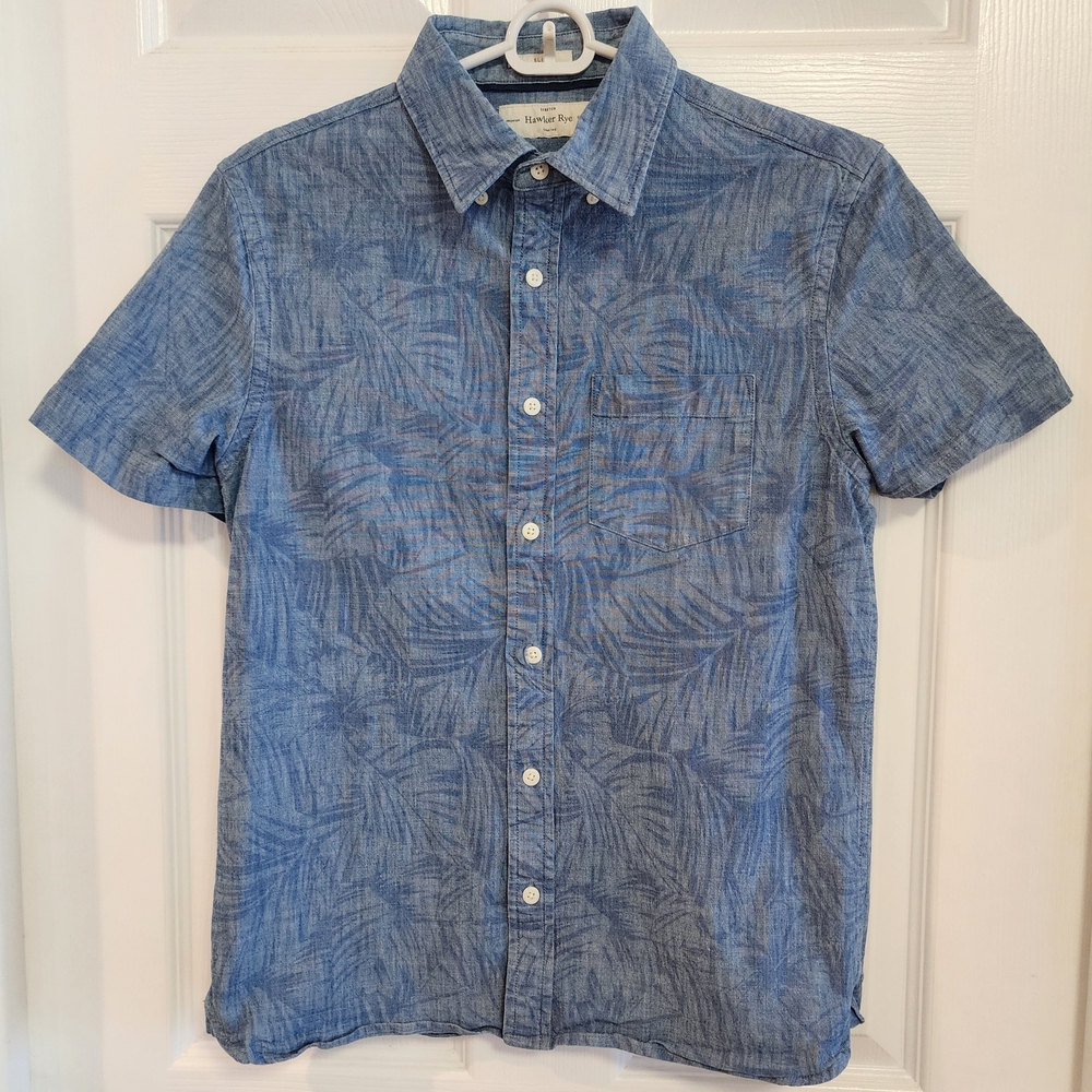 Hawker Rye Casual Button Down Hawaiian Shirt Tropical Pattern Mens Small Slim